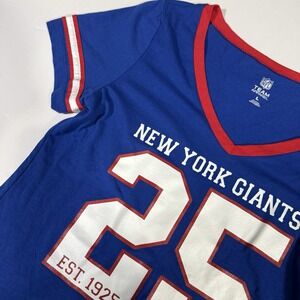 NFL Team Apparel New‎ York Giants Women's L V-Neck Jersey T-Shirt Blue 25